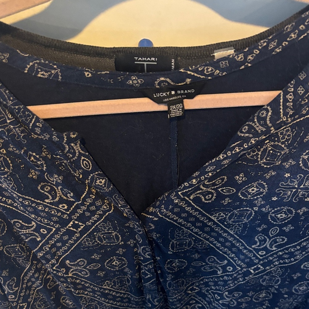 Lucky Brand Navy Paisley Blouse